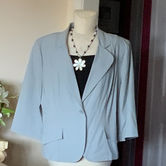 Gray linen blazer jacket - Picture 1 of 2